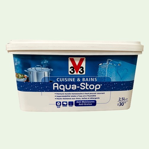 Peinture V33 Cuisine Et Bains Aqua Stop Menthe Givrée 3l Satin Pas
