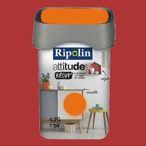 RIPOLIN Peinture Attitude Récup' Rouge coquelicot satin 0,75L