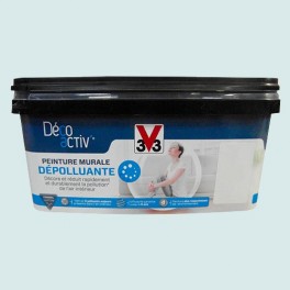 V33 Déco activ' Peinture murale Dépolluante 2,5L Bleu murmure satin V33 Déco activ' Peinture murale Dépolluante 2,5L Bleu murmure satin