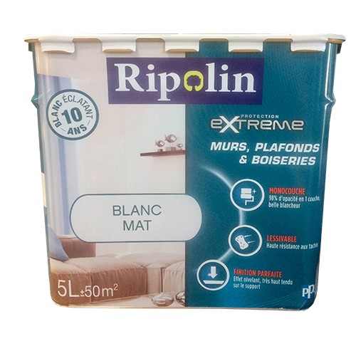 Ripolin Protection Extrême Murs Plafonds Boiseries 5l Blanc Mat