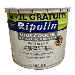 RIPOLIN Sous-couche Plaques de plâtre Blanc Mat 12L RIPOLIN Sous-couche Plaques de plâtre Blanc Mat 12L