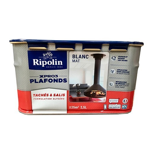 RIPOLIN Peinture XPro3 Plafonds Tachés & Salis Blanc Mat