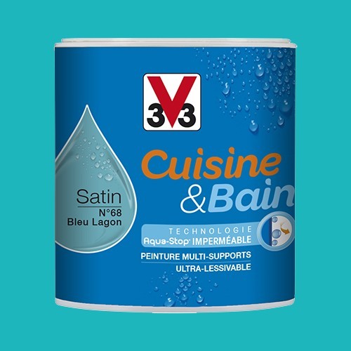 V33 Peinture Cuisine & Bain Bleu lagon n°68