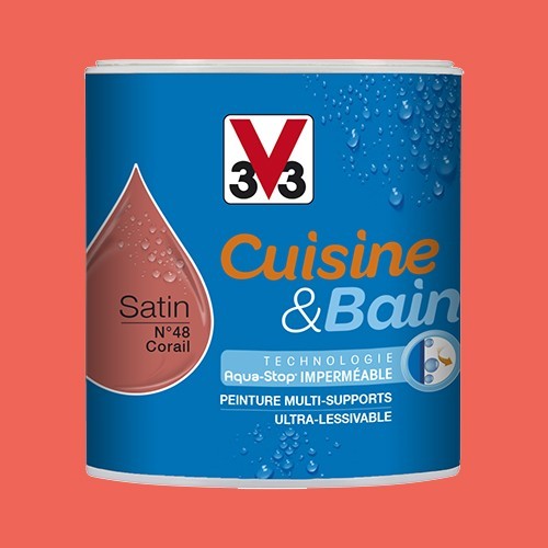 V33 Peinture Cuisine & Bain Corail n°48