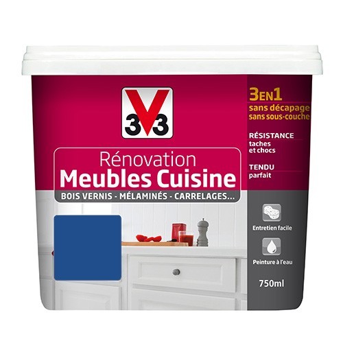 V33 Rénovation Meubles Cuisine (Bois vernis-Mélaminés-Stratifiés) Satin Vitrail