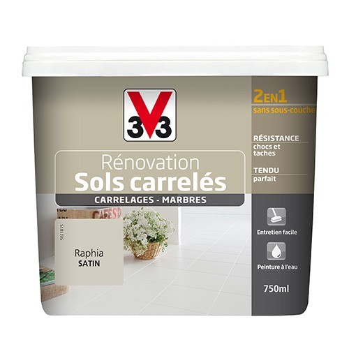 Peinture V33 Rénovation Sols Carrelés (Carrelages - Marbres) 2 en 1 Satin Raphia