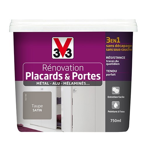 Rénovation Placards & Portes (Métal-Alu-Mélaminés) V33 Satin Taupe