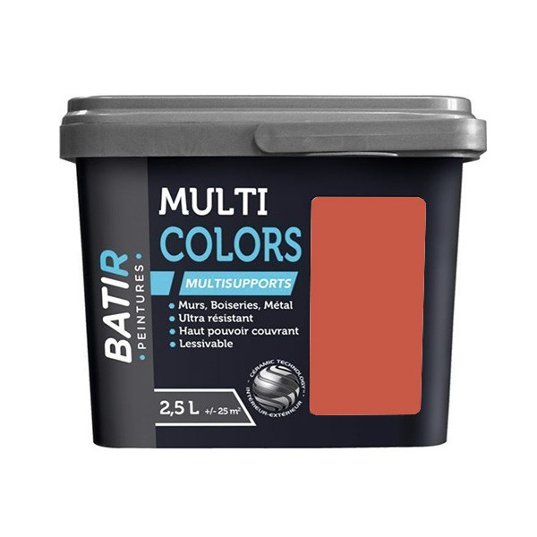 Peintures Multi Colors BÂTIR Satin Soyeux Rouge coquelicot - 2,5L