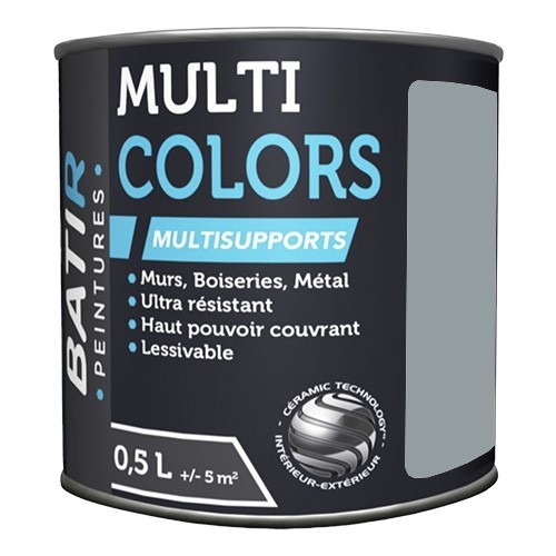 Peintures Multi Colors BÂTIR Satin Soyeux Gris plomb - 0,5L Peintures Multi Colors BÂTIR Satin Soyeux Gris plomb - 0,5L
