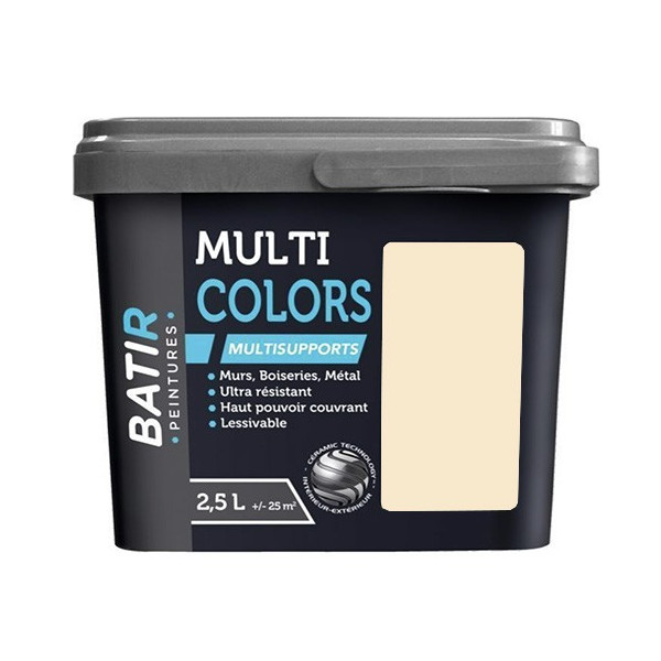 Peintures Multi Colors BÂTIR Satin Soyeux Jaune de Naples - 2,5L