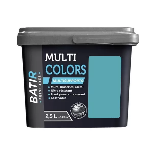 Peintures Multi Colors BÂTIR Satin Soyeux Turquoise profonde - 2,5L