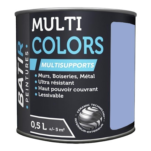 Peintures Multi Colors BÂTIR Satin Soyeux Bleu lavande - 0,5L Peintures Multi Colors BÂTIR Satin Soyeux Bleu lavande - 0,5L