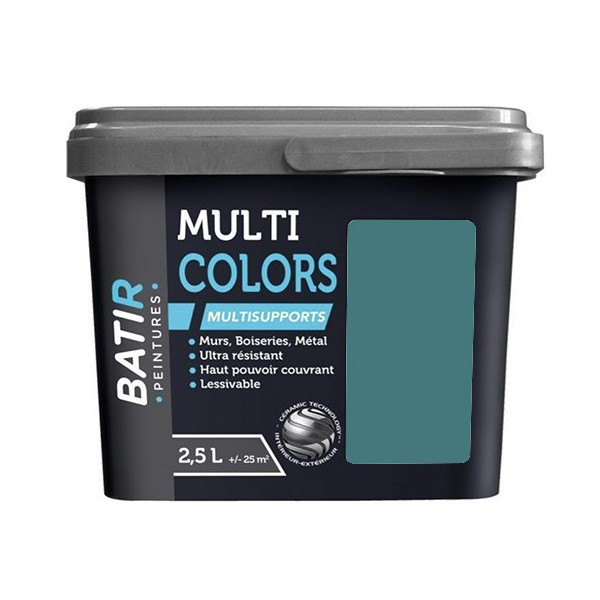 Peintures Multi Colors BÂTIR Satin Soyeux Bleu canard - 2,5L