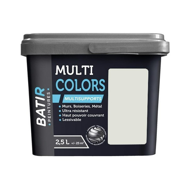 Peintures Multi Colors BÂTIR Satin Soyeux Gris Cendre - 2,5L