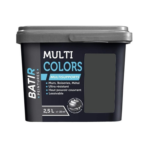 Peintures Multi Colors BÂTIR Noir Onyx Satin Soyeux - 2,5L