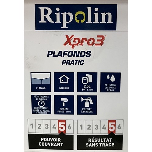 Peinture XPro3 Plafonds Pratic RIPOLIN blanc mat de la marque Ripolin