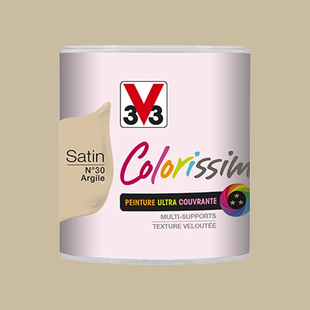 Peinture Multi-Supports V33 Colorissim Satin Argile n°30 en pot de 0,5L