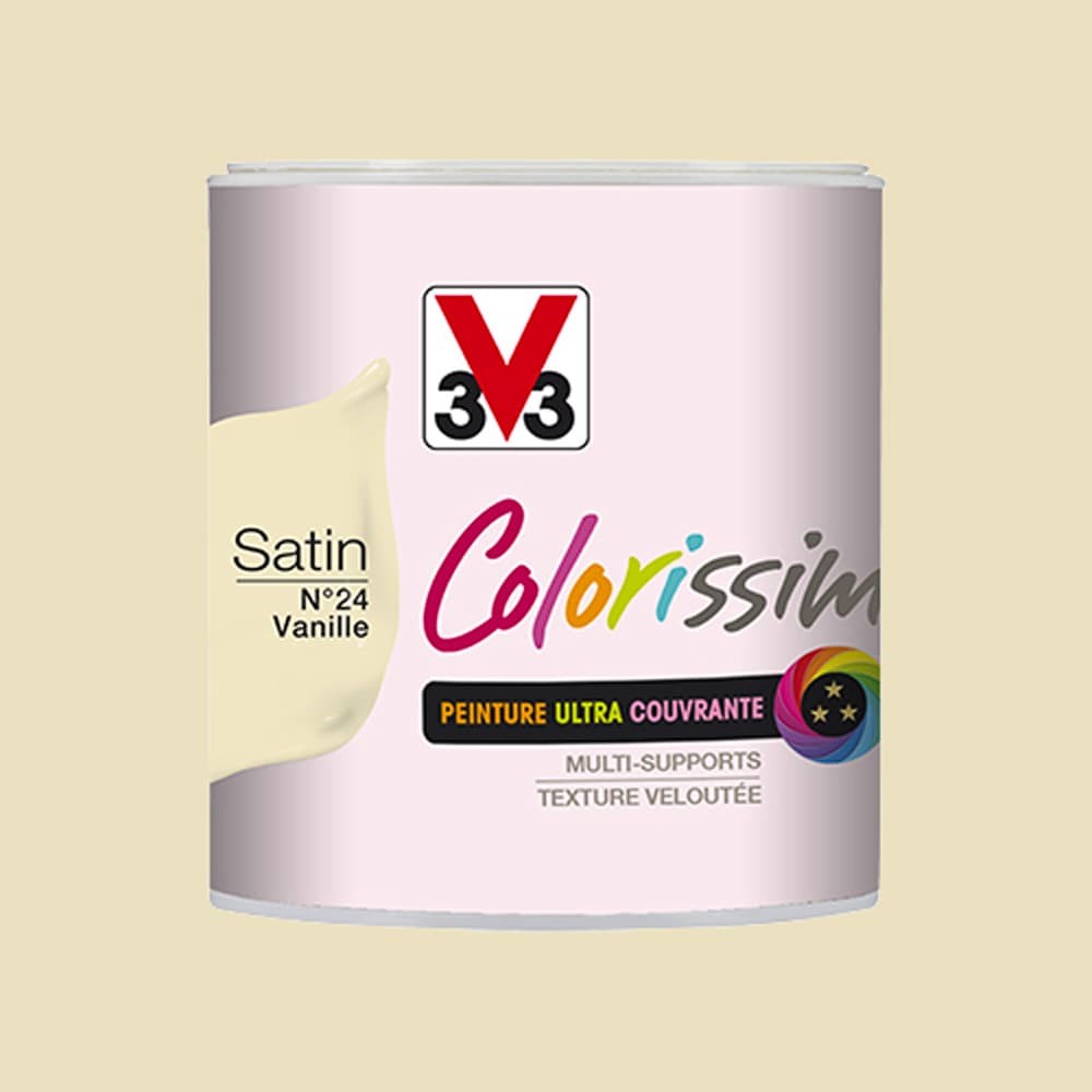 Peinture Multi-Supports V33 Colorissim Satin Vanille n°24 pot de 0,5L