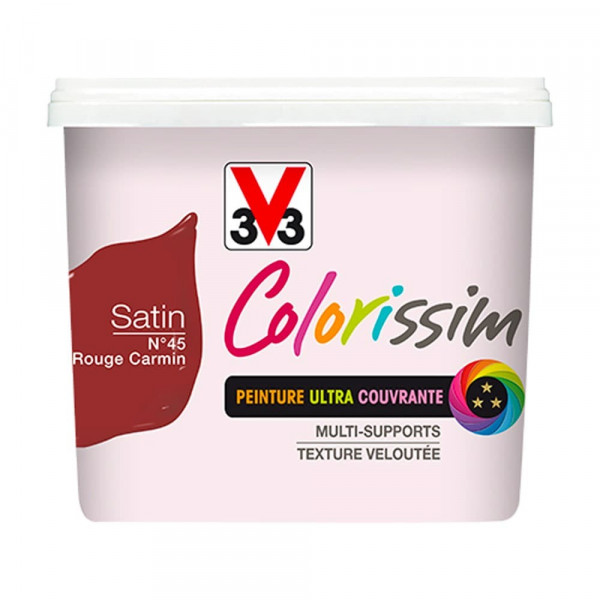1L Peinture Multi-Supports V33 Colorissim Satin - Rouge carmin n°45