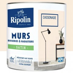 Pot de 0,5L de Peinture Murs, Boiseries, Radiateurs RIPOLIN Cassonade Satin