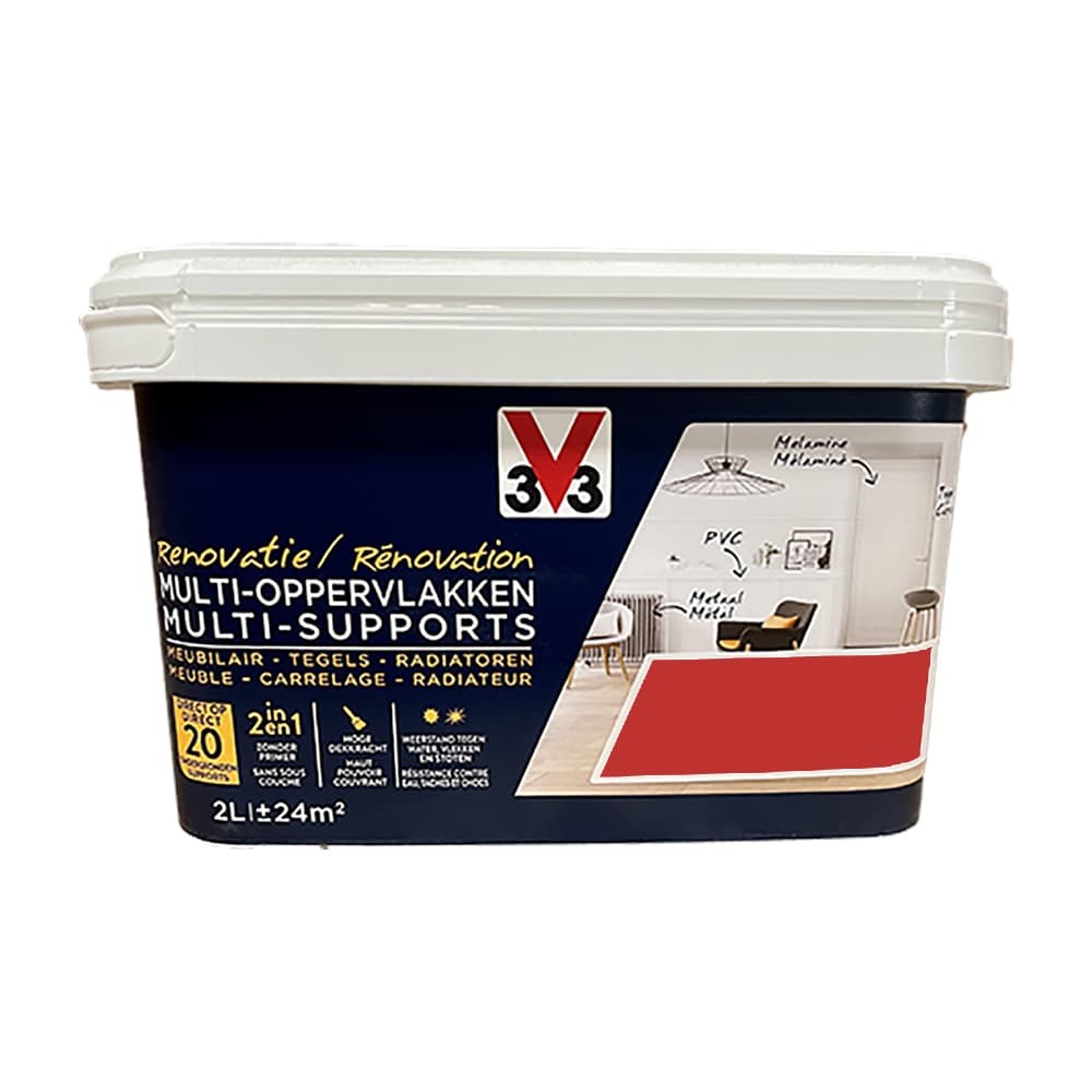 Peinture V33 Rénovation Multi-Supports Rouge caprice pot de 2L Peinture V33 Rénovation Multi-Supports Rouge caprice pot de 2L
