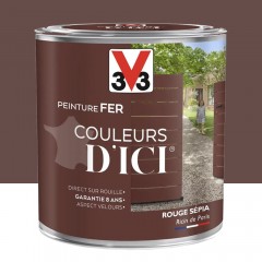 Peinture fer V33 Couleurs d'ICI Rouge sépia pot de 0,5L