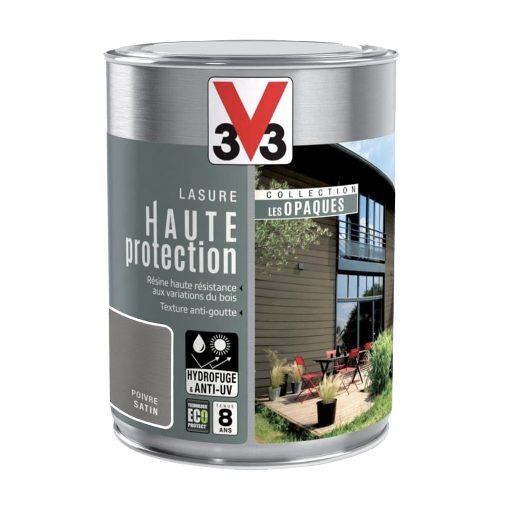 Lasure Haute Protection V33 Les Opaques Poivre pot d'1L