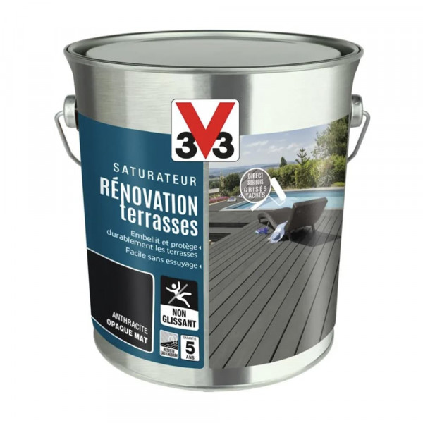 Saturateur V33 Rénovation terrasses Anthracite pot de 2,5L