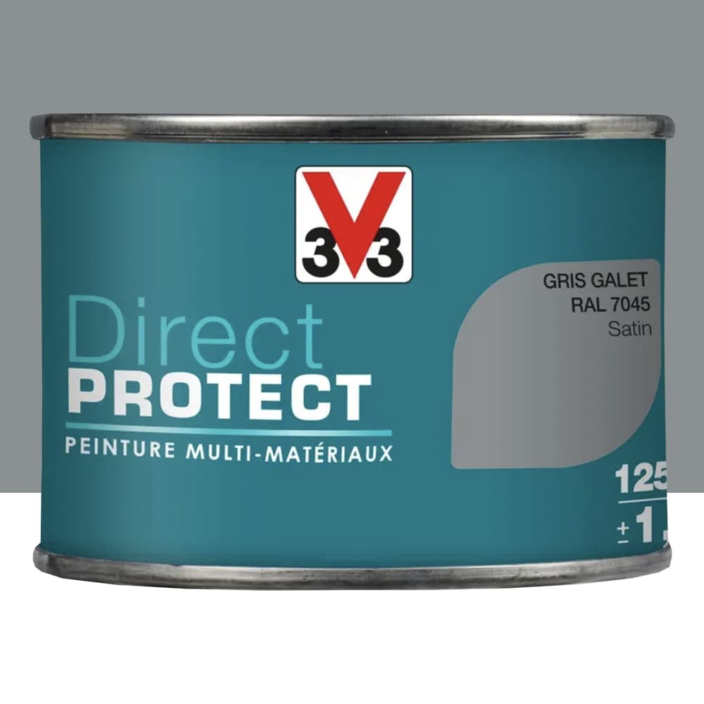 V33 Peinture Glycéro Multi-supports Direct Protect Gris galet Satin pot de 0,125L
