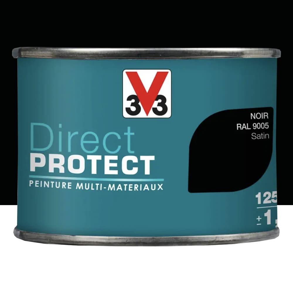 Peinture Glycéro Multi-matériaux V33 Direct Protect Noir pot de 0,125L