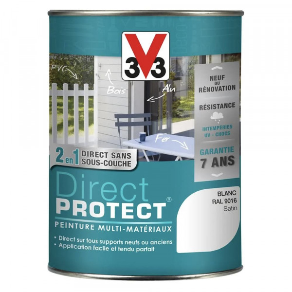 Peinture Glycéro Multi-matériaux V33 Direct Protect Blanc pot de 1,5L