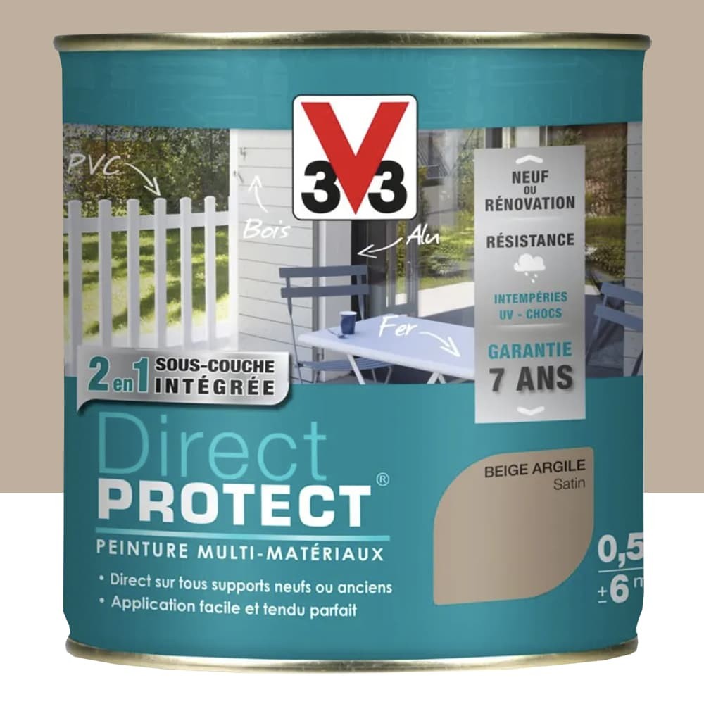 Peinture Glycéro Multi-matériaux V33 Direct Protect Beige argile pot de 0,5L