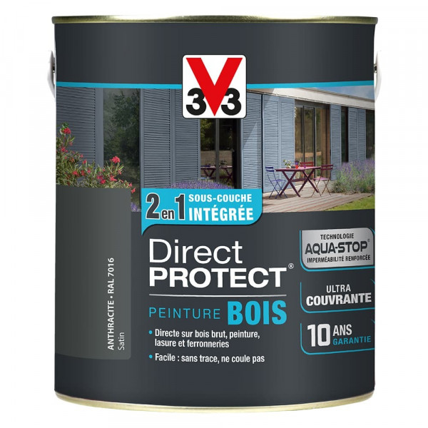 Peinture Bois V33 Direct Protect Anthracite pot de 2,5L