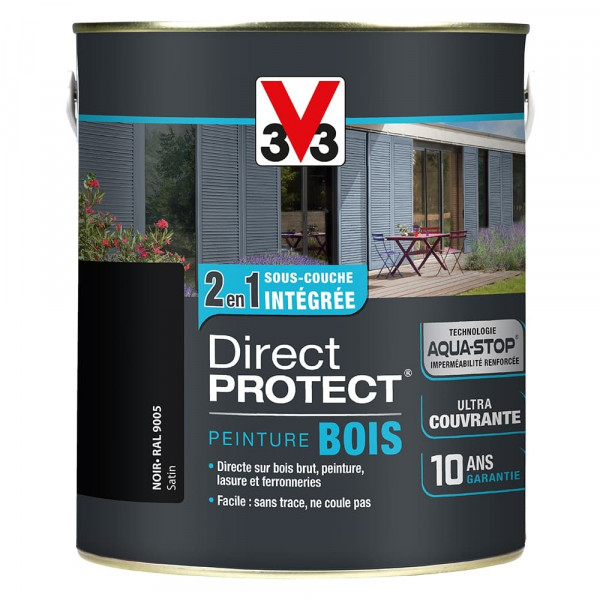 Peinture Bois V33 Direct Protect Noir pot de 2,5L