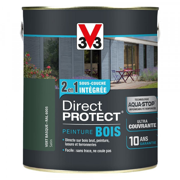 Peinture Bois V33 Direct Protect Vert Basque pot de 2,5L