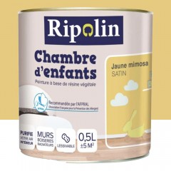Peinture satinée RIPOLIN Chambre d'enfants Jaune mimosa 0,5L
