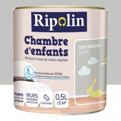Peinture satinée RIPOLIN Chambre d'enfants Gris Velours 0,5L