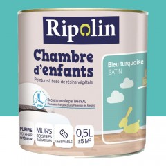 Peinture satinée RIPOLIN Chambre d'enfants Bleu turquoise 0,5L