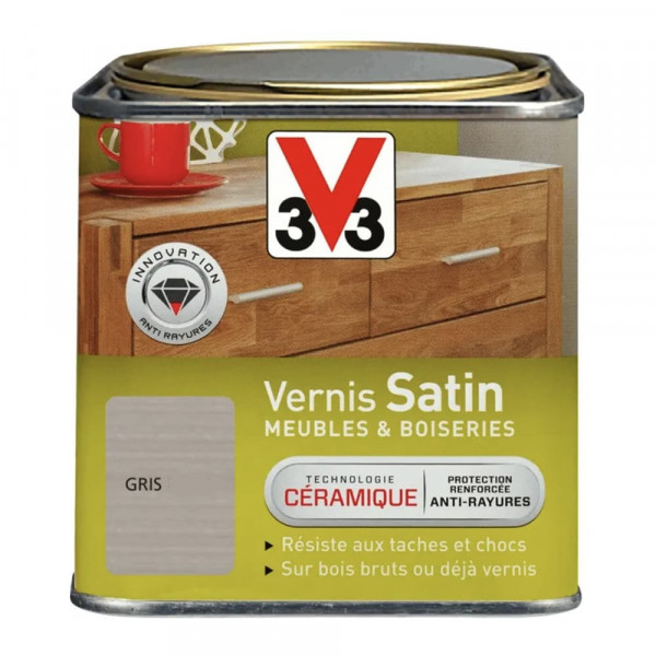 Vernis V33 Meubles et Boiseries Satin Gris 0,75L