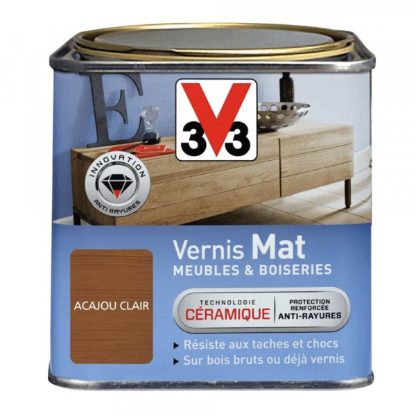 Vernis V33 Meubles et Boiseries Mat Acajou Clair 0,75L