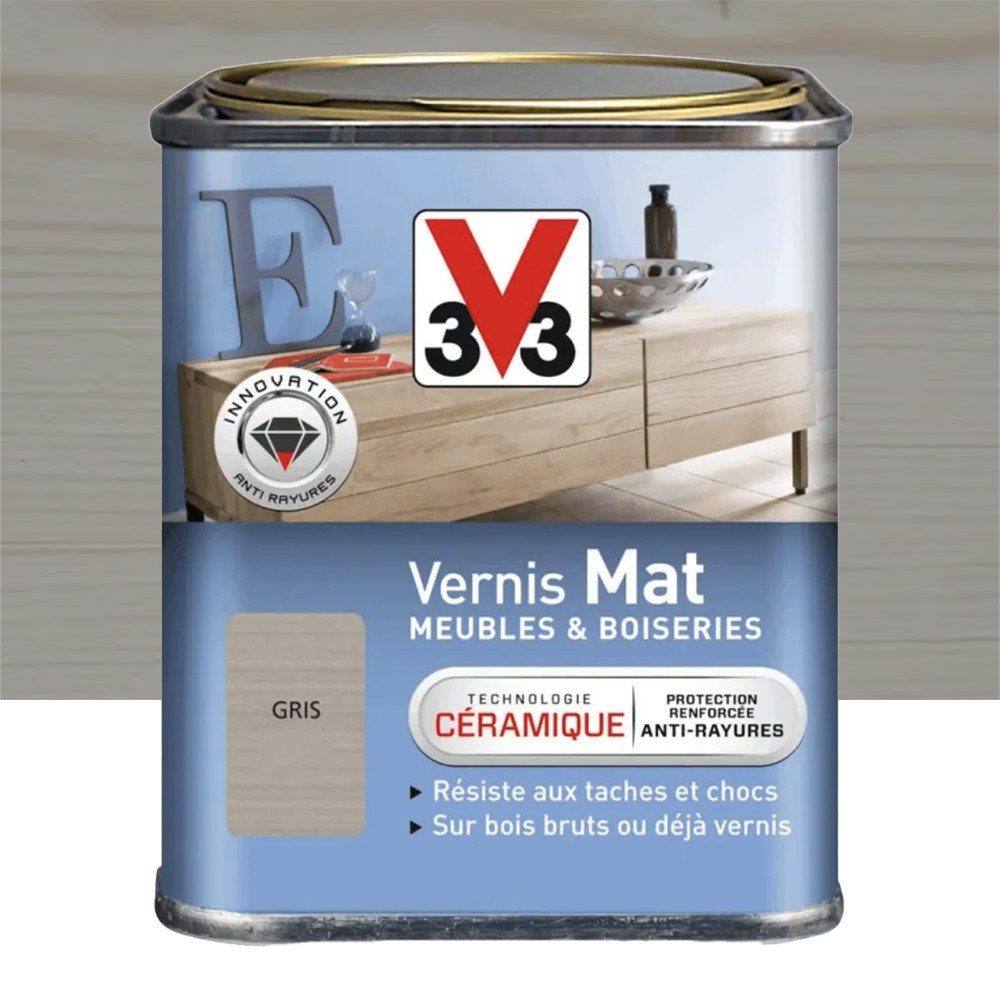 Vernis V33 Meubles et Boiseries Mat Gris 0,25L