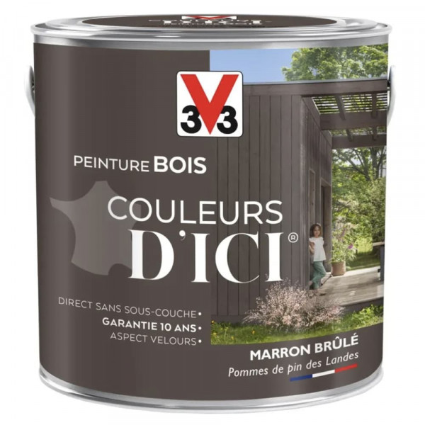 Peinture bois V33 Couleurs d'ICI Marron brûlé 2L