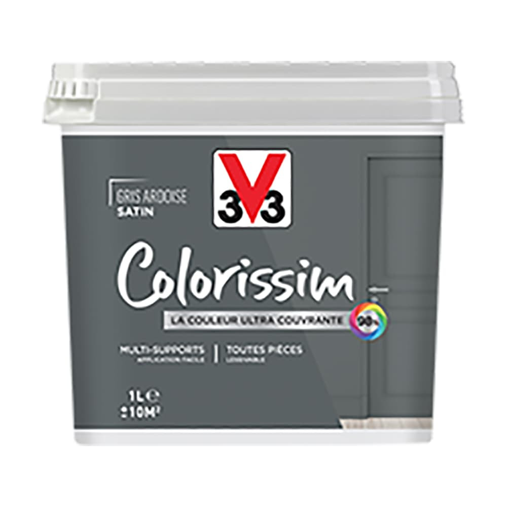 Peinture Multi-supports V33 Colorissim Satin Gris Ardoise 1L Peinture Multi-supports V33 Colorissim Satin Gris Ardoise 1L