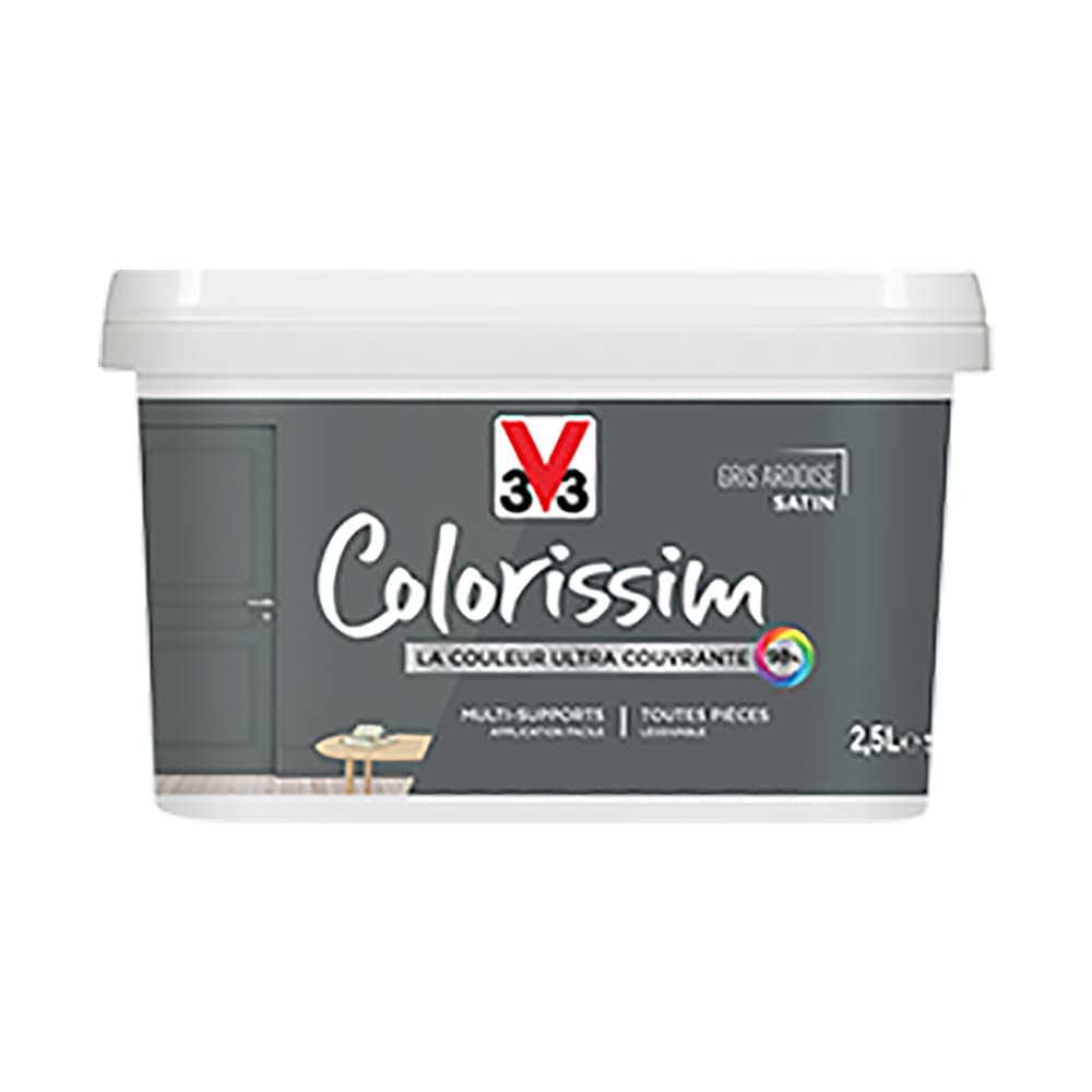 Peinture Multi-supports V33 Colorissim Satin Gris Ardoise 2,5L Peinture Multi-supports V33 Colorissim Satin Gris Ardoise 2,5L