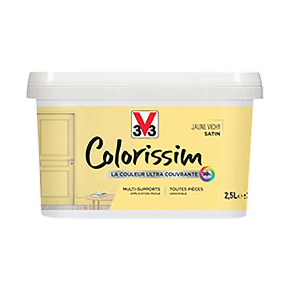 Peinture Multi-supports V33 Colorissim Satin Jaune Vichy 2,5L Peinture Multi-supports V33 Colorissim Satin Jaune Vichy 2,5L