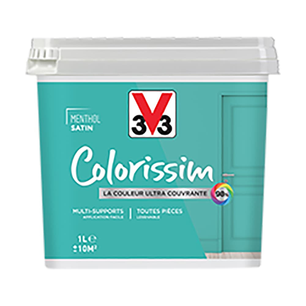 Peinture Multi-supports V33 Colorissim Satin Menthol 1L Peinture Multi-supports V33 Colorissim Satin Menthol 1L