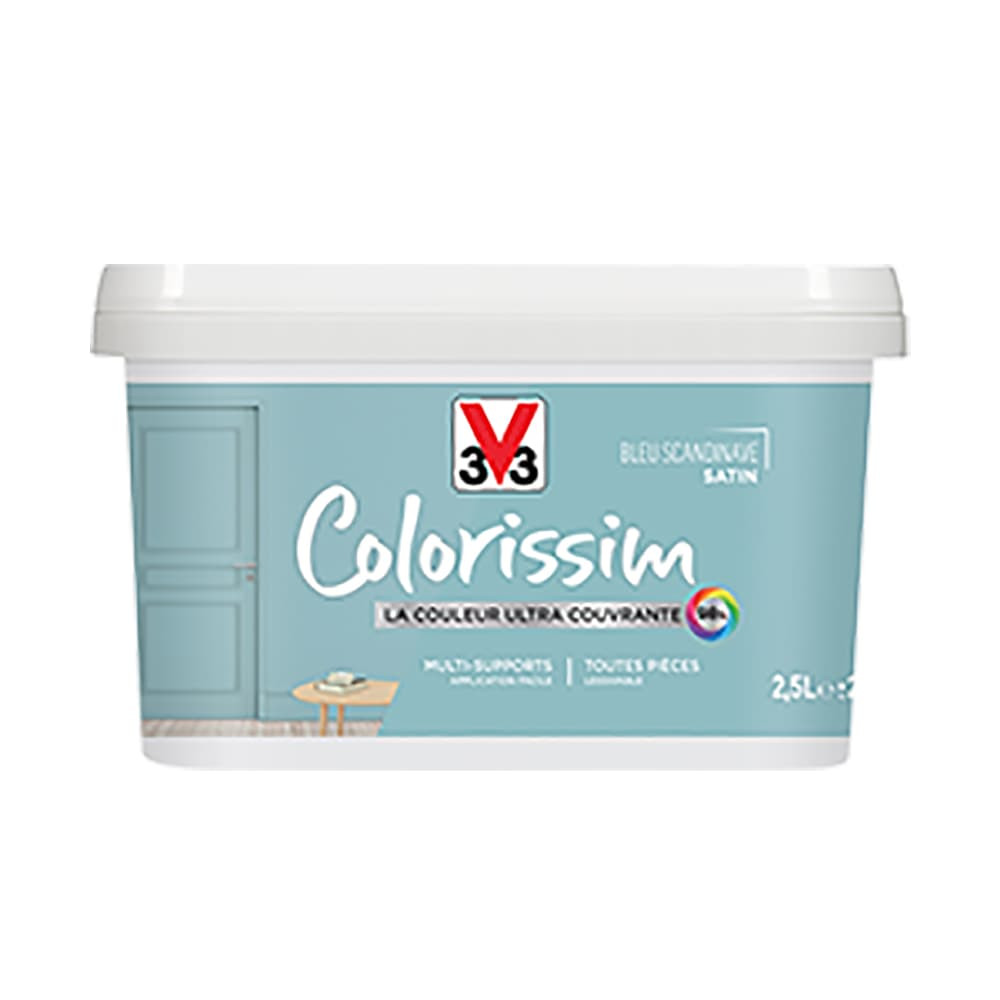 Peinture Multi-supports V33 Colorissim Satin Bleu scandinave 2,5L Peinture Multi-supports V33 Colorissim Satin Bleu scandinave 2,5L