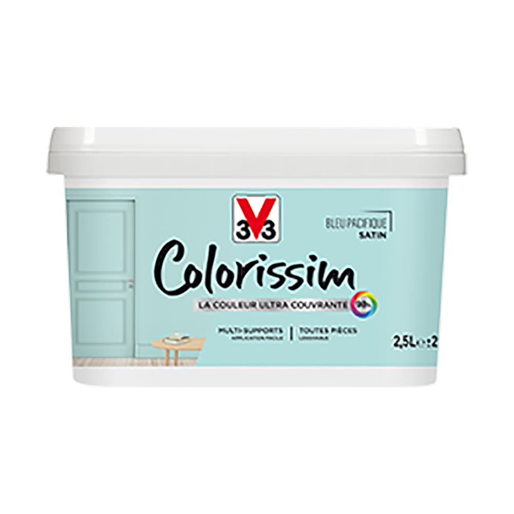 Peinture Multi-supports V33 Colorissim Satin Bleu Pacifique 2,5L Peinture Multi-supports V33 Colorissim Satin Bleu Pacifique 2,5L