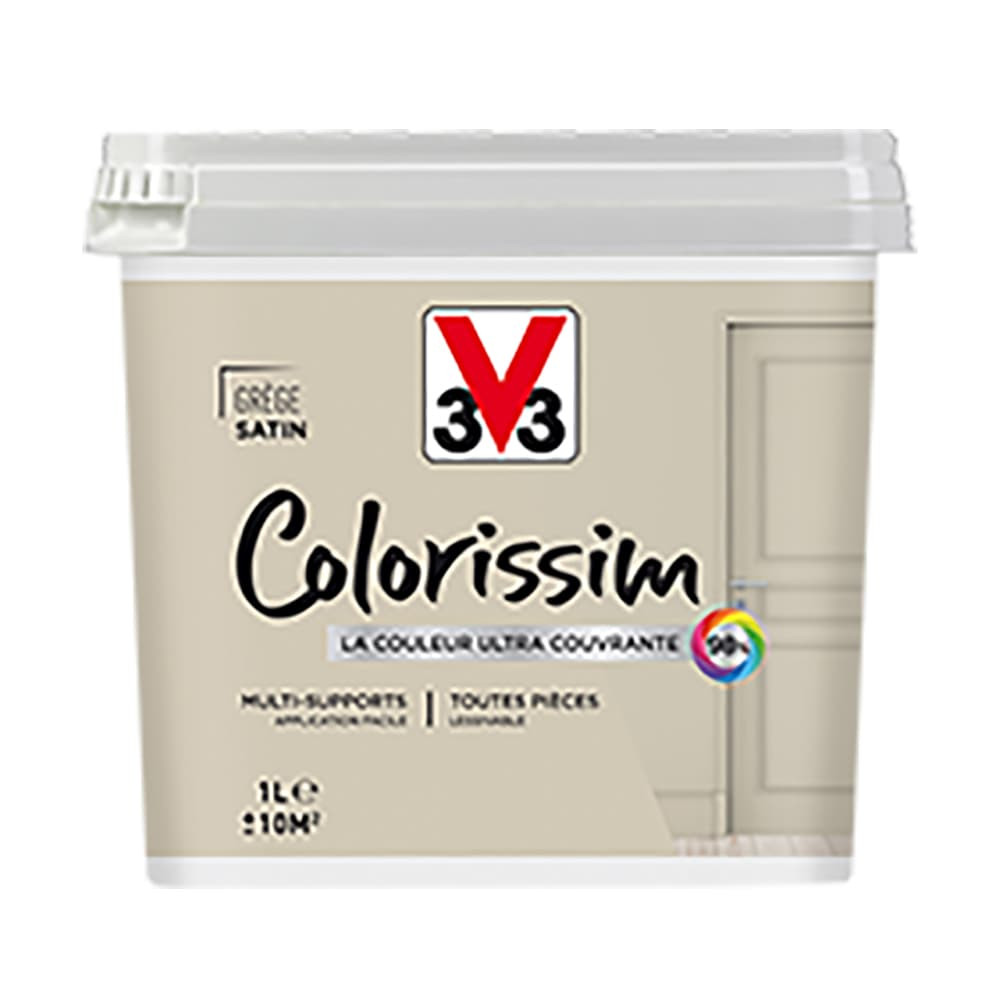 Peinture Multi-supports V33 Colorissim Satin Grège 1L Peinture Multi-supports V33 Colorissim Satin Grège 1L
