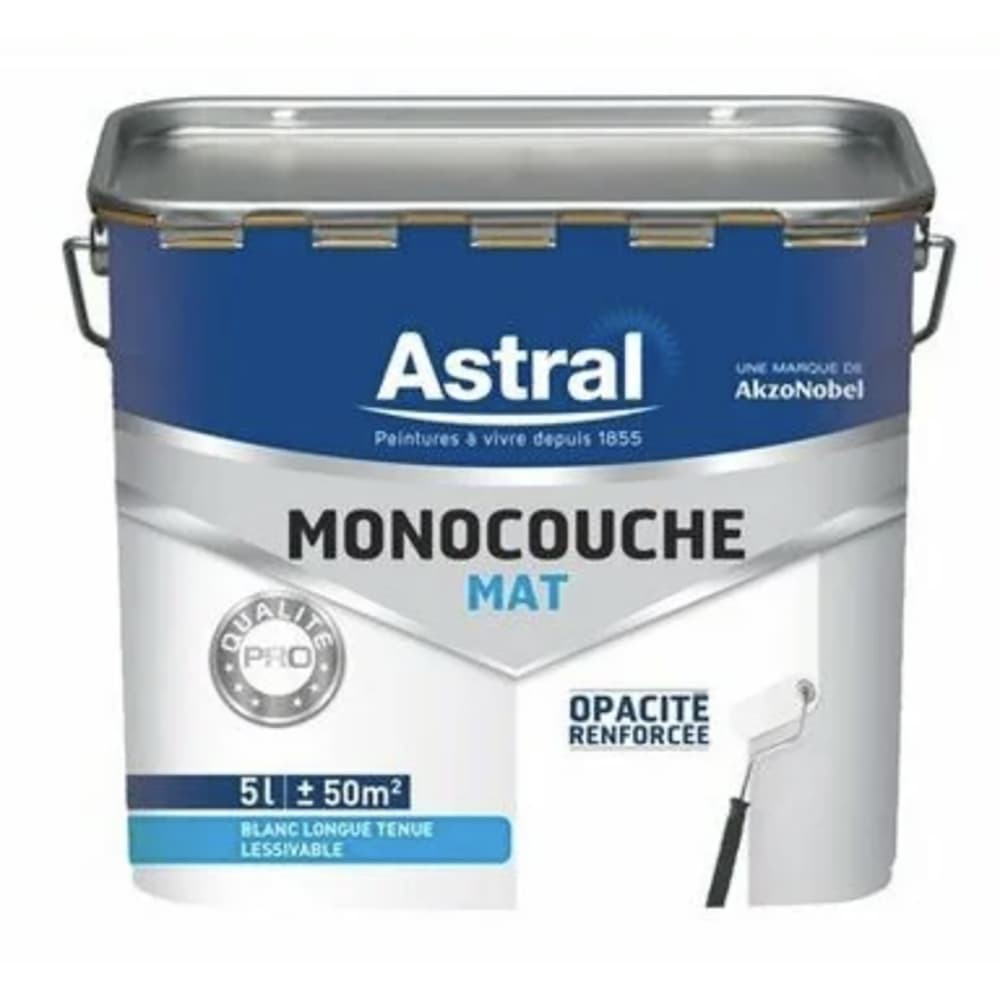 Peinture Monocouche Mat ASTRAL Qualité Pro Blanc 5L